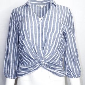 Haute Monde Medium Crop Top Front Twist Tie Stipe